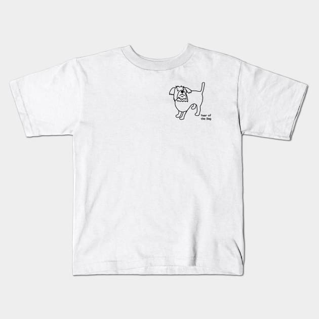 Small Year of the Dog Outline Kids T-Shirt by ellenhenryart